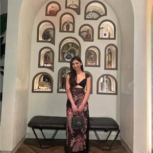 Free People Black and Pink Floral Maxi Dress